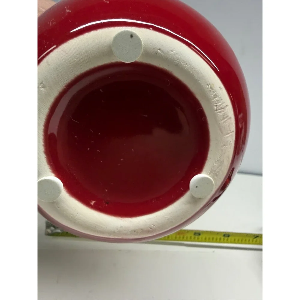 Red Ceramic XOXO Bud Vase Scalloped Rim Valentine Decor Glossy Red 5.5 Inch